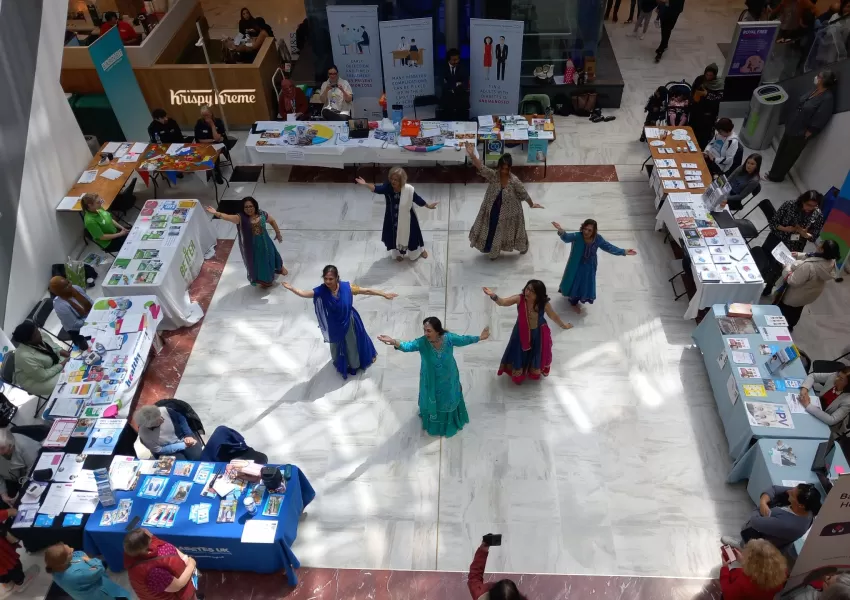 Picture of Edgware Dance Group performing a bollywood dance routine at the diabetes week event