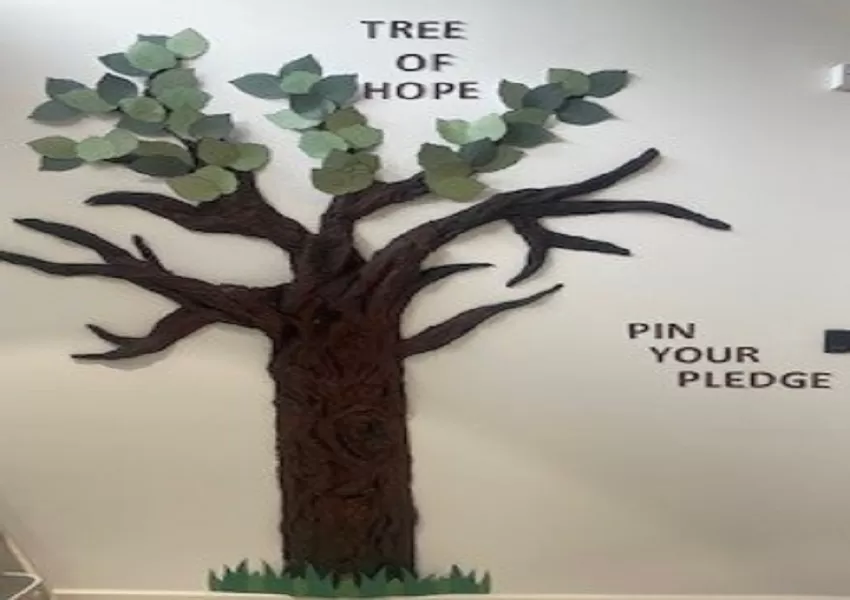 An artistic tree on a wall
