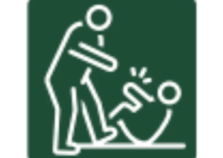 Green background with person pushing another person to the floor.