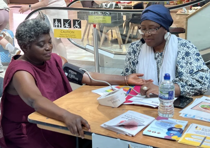 A Barnet Resident receiving a blood pressure check