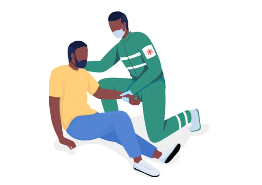 Image of paramedic treating patient 