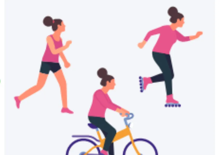 white background with people doing exercise.