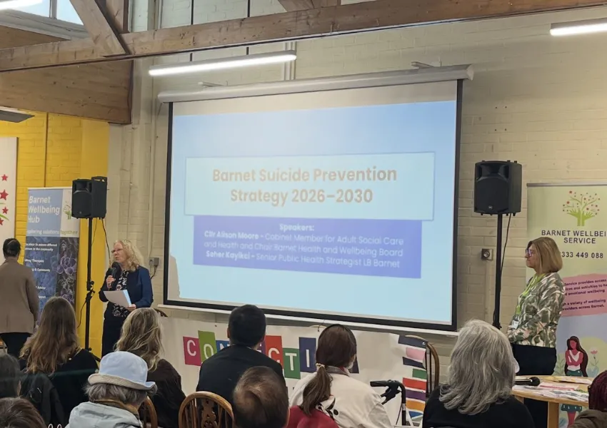 A photo showing the presentation of new Barnet Suicide Prevention Strategy