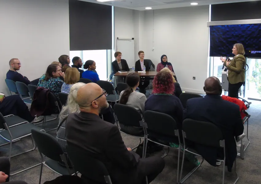 Cath Shaw addressing the DCMO panel.