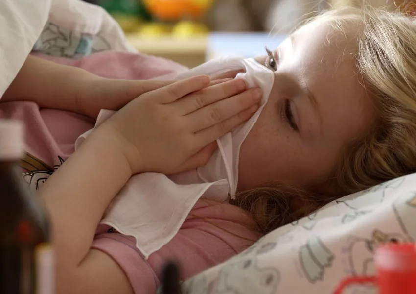 A toddler with the flu