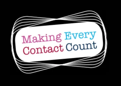 MAke every contact count on black background with white lines around it
