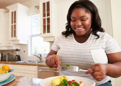 Teenager preparing healthy food
