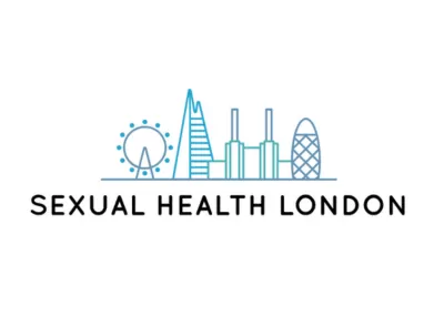Sexual health london logo - line drawing of london skyline in shades of blue
