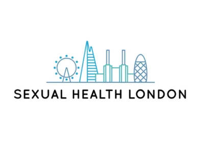 Sexual health london logo - line drawing of london skyline in shades of blue