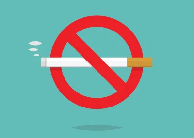 cartoon cigarette with stop sign on top