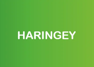 Green background with Haringey in white text