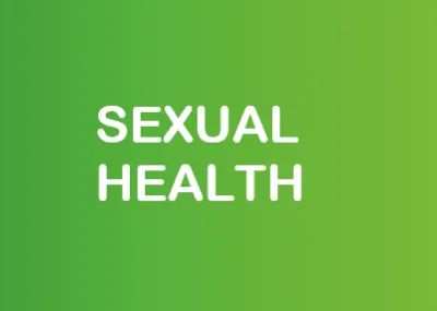 Green background with 'Sexual Health' written in white bold capitals